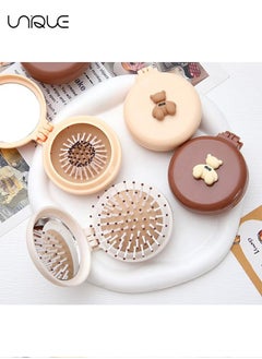 Unique 3 Pack Mini Hair Brush with Mirror, Foldable Mirror Hair Brush Mini Pocket Travel Mirror Set Portable Hair Massage Comb（Three colors）  - Image 2