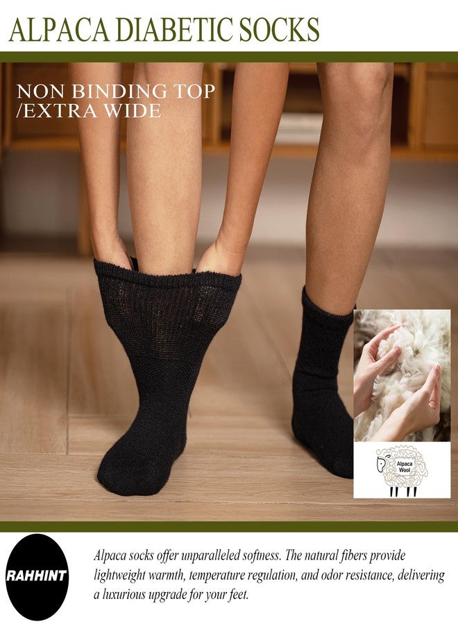 Rahhint Alpaca Wool Diabetic Socks for Men Women Non Binding Wide Loose Fit Thick Warm Soft Seamless Breathable-MixcolorXL - Image 2
