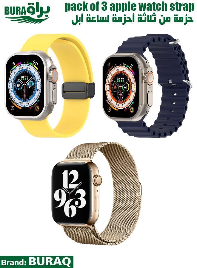 BURAQ Apple Watch Band Strap For Apple Watch Ultra 2/Ultra 49mm, Series 10 46mm, 9/8/7 45mm, SE2/SE/6/5/4 44mm, 3/2/1 42mm