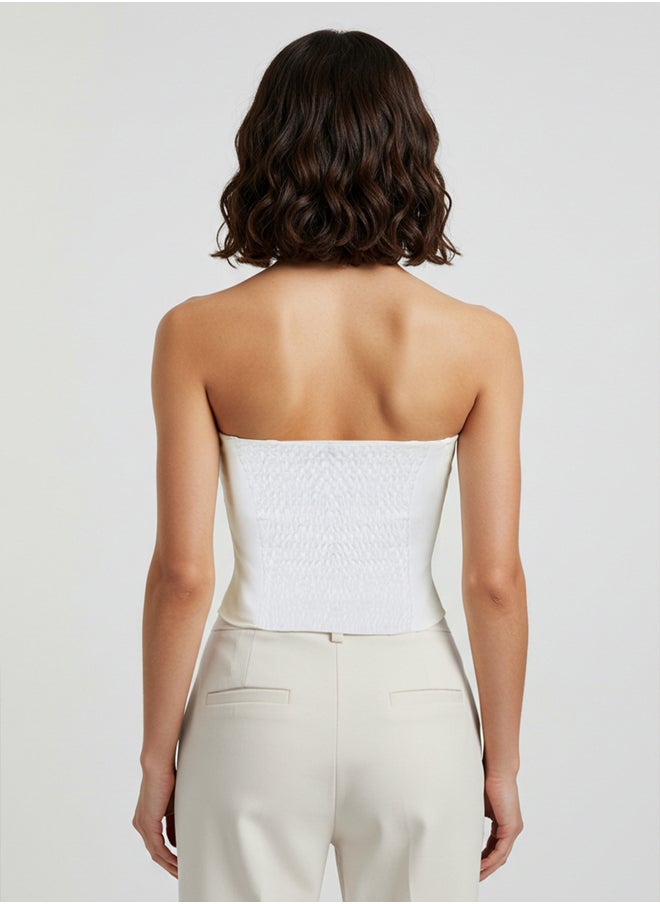 trendyol - White Tie Detail Strapless Woven Bustier TPRSS25BS00006 - Image 1