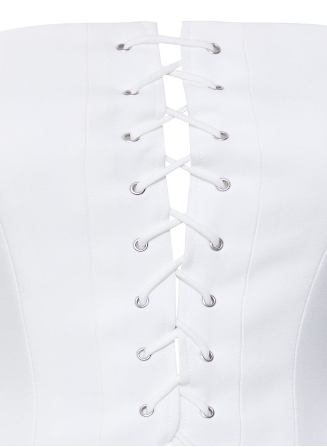 trendyol - White Tie Detail Strapless Woven Bustier TPRSS25BS00006 - Image 1