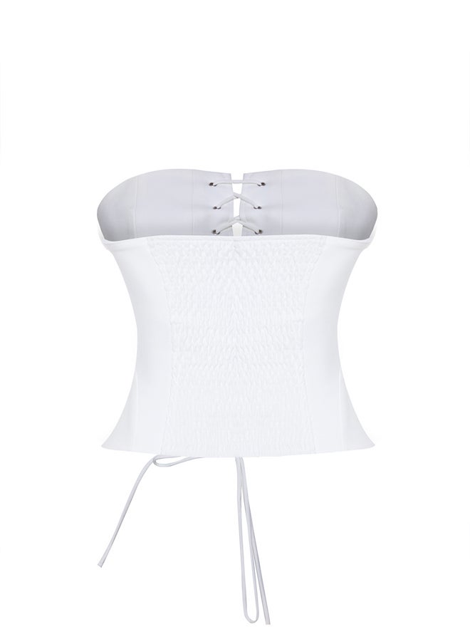 trendyol - White Tie Detail Strapless Woven Bustier TPRSS25BS00006 - Image 1