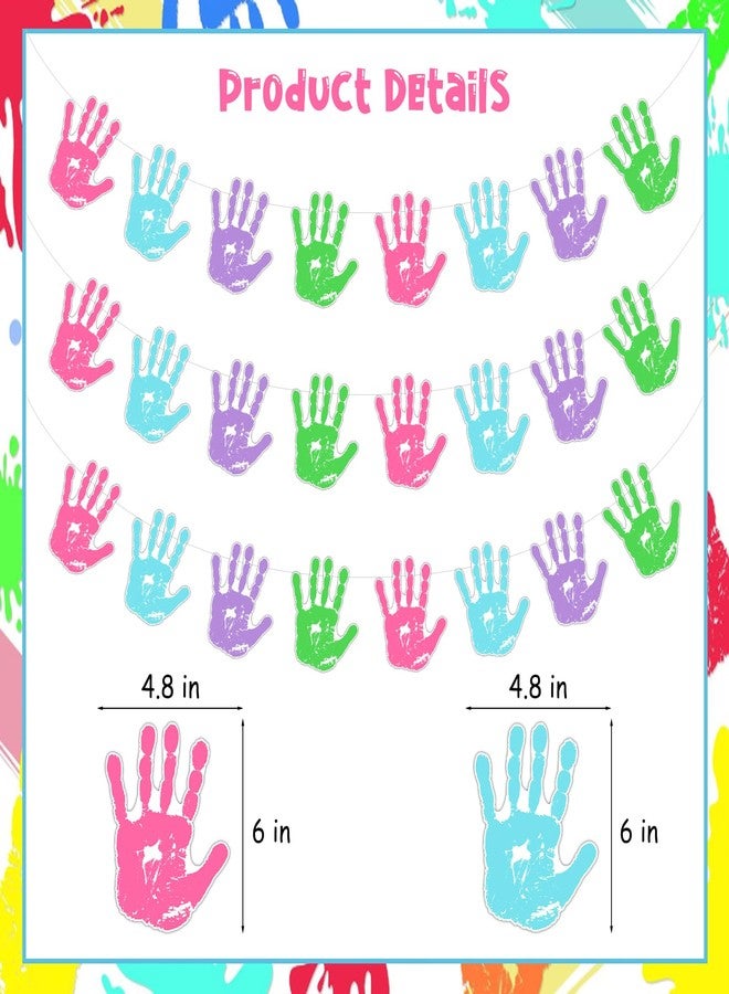 Funmemoir زينة حفلات أعياد الميلاد من Funmemoir للفتيات - 3 قطع من لافتات طبعة اليد هاي فايف، زينة عيد الميلاد الخامس بألوان الباستيل، زينة طبعة اليد لحفلات أعياد الميلاد للأطفال بعمر 5 سنوات - Image 5