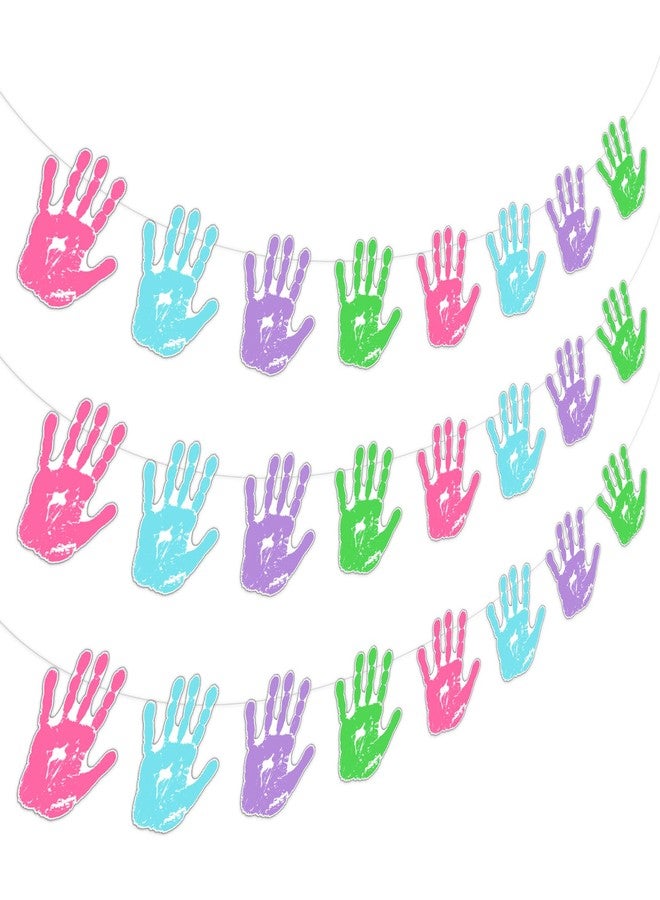 Funmemoir زينة حفلات أعياد الميلاد من Funmemoir للفتيات - 3 قطع من لافتات طبعة اليد هاي فايف، زينة عيد الميلاد الخامس بألوان الباستيل، زينة طبعة اليد لحفلات أعياد الميلاد للأطفال بعمر 5 سنوات - Image 1