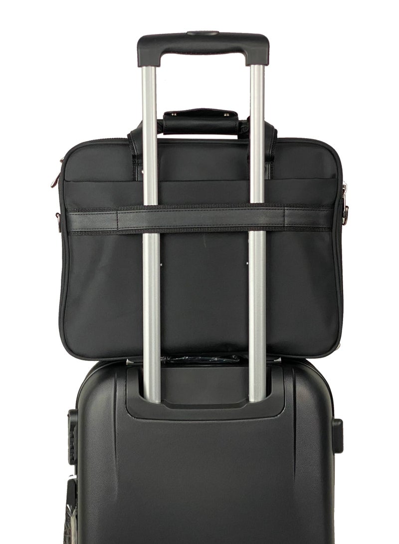 سيناتور حقيبة لابتوب نايلون  بوصة بحزام كتف قابل للتعديل للعمل والكلية والمدرسة للطلاب  أسود - Image 2