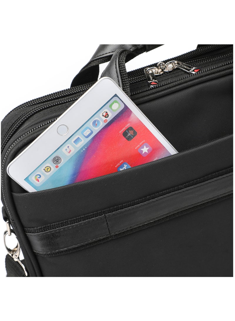 سيناتور حقيبة لابتوب نايلون  بوصة بحزام كتف قابل للتعديل للعمل والكلية والمدرسة للطلاب  أسود - Image 3