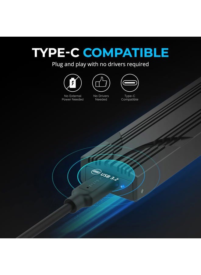 SABRENT صندوق خارجي بدون أدوات من نوع USB 3.2 Type-C لـ M.2 NVMe SSDs فقط، محول خارجي USB C Gen 2 بسرعة 10Gbps لـ M.2 2230/2242/2260/2280 (ليس SATA)، سبيكة الألمنيوم (EC-PNVO) - Image 2