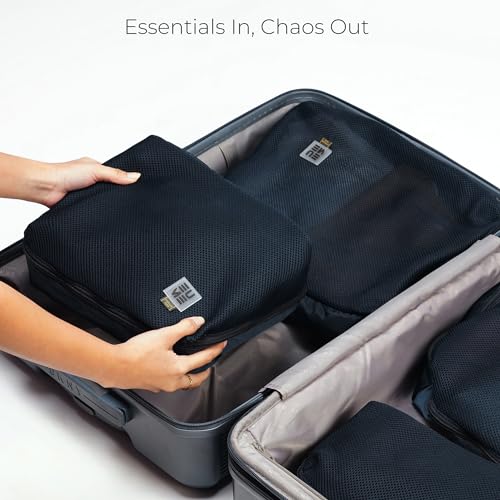 EUME Set of 4 Storage Pods - Travel Organiser Pouch| Durable Fits Into Pocket Cloth Organizer for Storage | Toiletry Bag for Men & Women | Spacious Organiser Bags for Clothes | (4Large) Navy Blue - Image 5