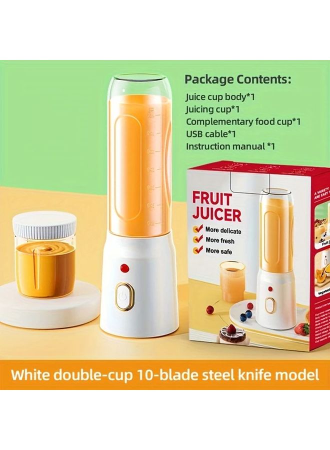 Upgrade White Portable Electric Juice Cup 5 in 1 Rechargeable USB Charging For Home Travel - Image 2