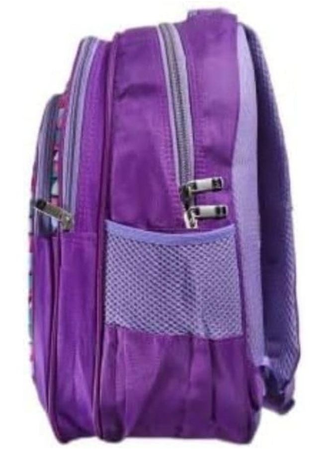 Generic School backpack with 3 zippers for girls, 18 inches, vibrant 3D drawings, a girl and a bear  - Image 3