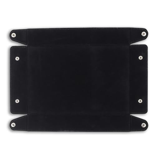 GadgetBite Valet Vegan Leather Tray | Desk Tray Organiser | Mobile Organiser | Organiser for Office, Home, Living Room| Button Opening | Water Resistent-Black - Image 2