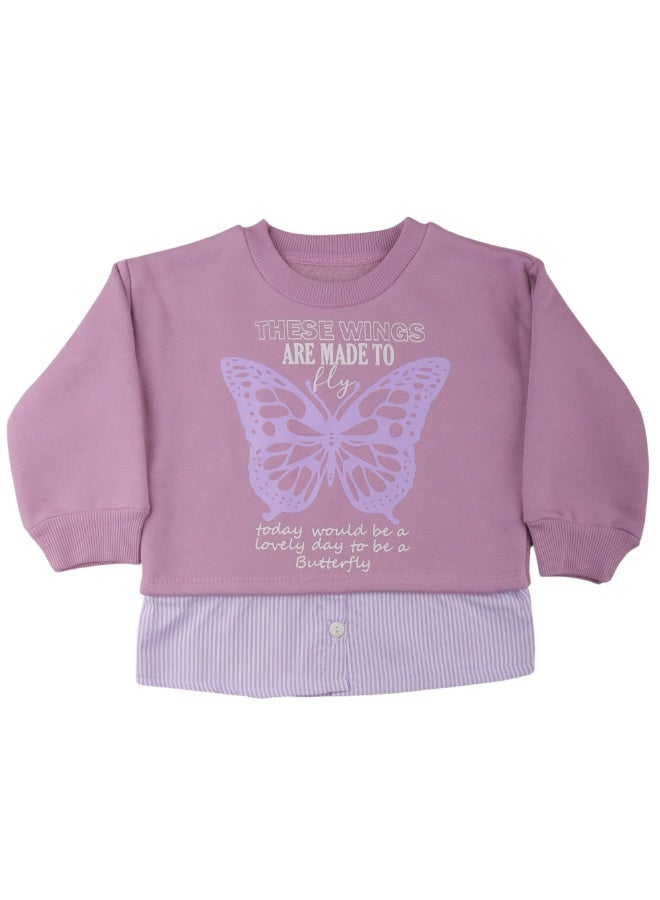 Girl Inner Fleece Printed Sweatshirt