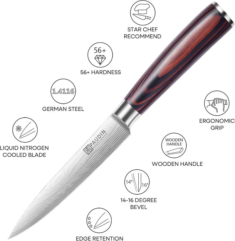 PAUDIN Chef's Knife Utility Knife Professional 13 cm Sharp Kitchen Knife Chef's Knife Made of Rustproof German Stainless Steel with Ergonomic Handle - Image 5
