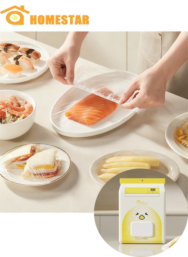 هومستر 300 جهاز كمبيوتر شخصي غطاء فيلم التمسك الصف الغذائي المتاح ، وعاء مطبخ سهل السحب وأغطية لوحات لطلاجة الأغذية والفواكه وتخزين الوجبات - Image 1