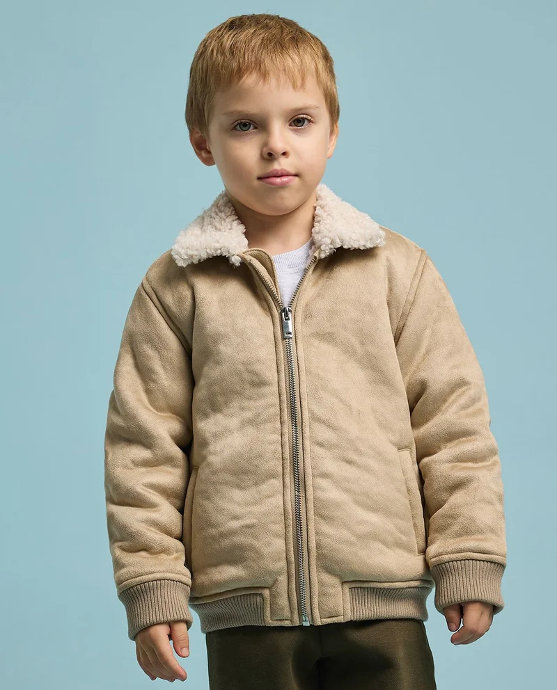 R&B Textured Jacket with Button Closure