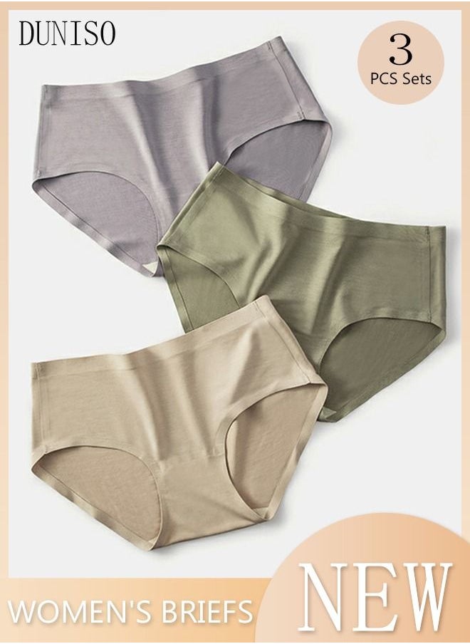 DUNISO - 3PC Women's Briefs Ladies Girl's Mid-waist Modal Underwear High Stretch Panties Soft Underpants Underwear Full Coverage Panties Multicolor - Image 1