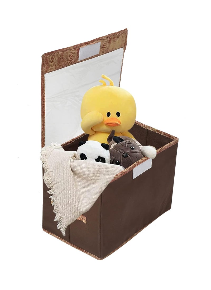 Kuber Industries Kuber Industries Wooden Design Multiuses Large Non-Woven Storage Box/Organizer With Tranasparent Lid (Brown) -44KM0441  - Image 5