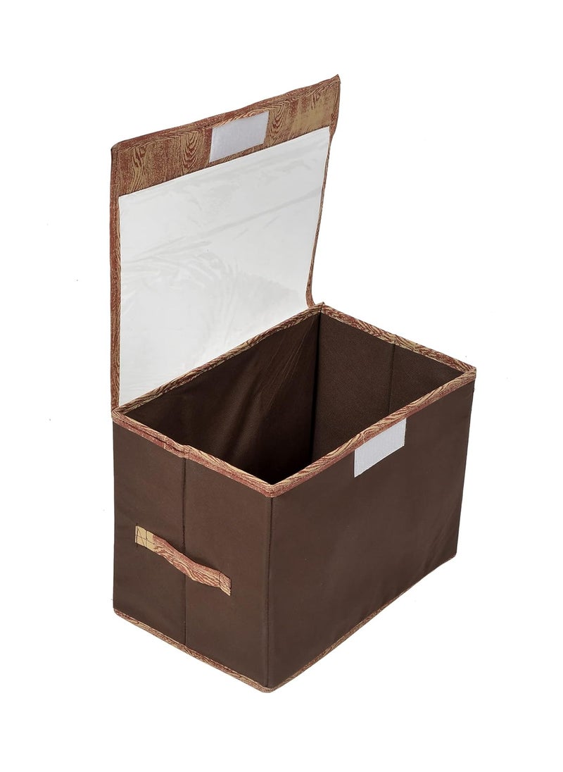 Kuber Industries Kuber Industries Wooden Design Multiuses Large Non-Woven Storage Box/Organizer With Tranasparent Lid (Brown) -44KM0441  - Image 3