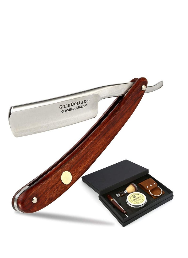 GOLD DOLLAR Straight Razor GOLD DOLLAR Wooden Handle Retro Shaving For Men & Barber Shaving Ready Without Stabilizer  - Image 1