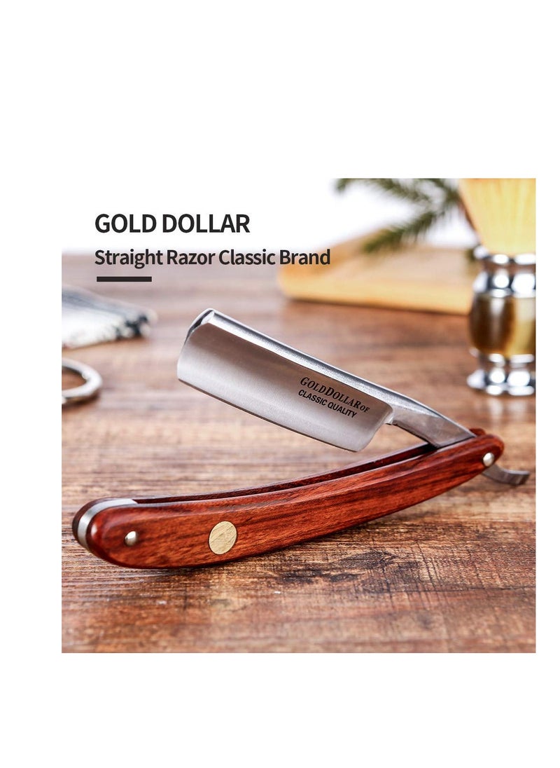 GOLD DOLLAR Straight Razor GOLD DOLLAR Wooden Handle Retro Shaving For Men & Barber Shaving Ready Without Stabilizer  - Image 4