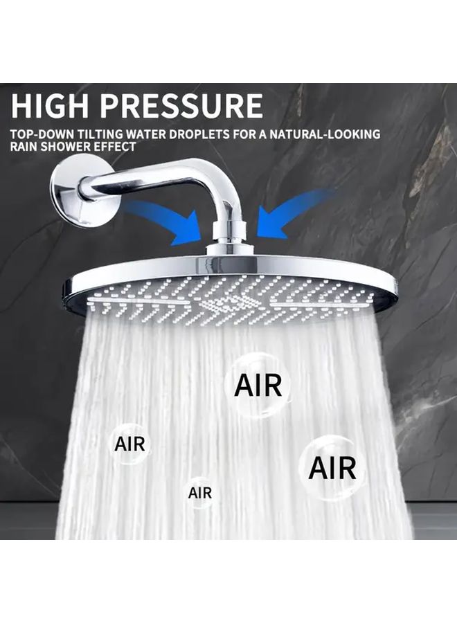 High Pressure Shower Head Silver Black Large Spray Single Head Bathroom Accessory - Image 2