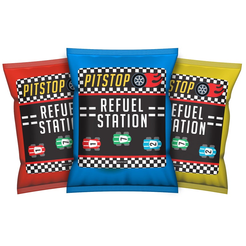 DISTINCTIVS Lets Go Racing Racecar Labels for Chip Bags Stickers for Race Car Birthday Party Favor Bags for Kids 32 Count - Image 3