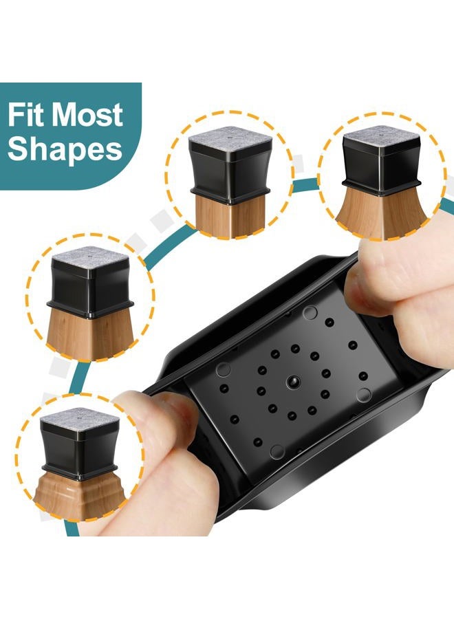ANSIBLE 24 Pcs Chair Leg Floor Protectors Square,Black Silicone Felt Furniture Leg Pads Caps Covers for Hardwood Floors(Fit:1-1/16" to 1-5/8") - Image 3