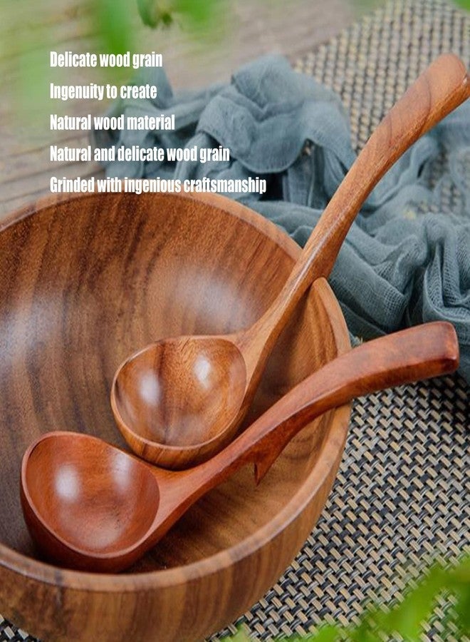 Beufee Wooden Soup Spoon, Ladle With Long Handle for Cooking and Serving - Large Wooden Ladles (S) - Image 3