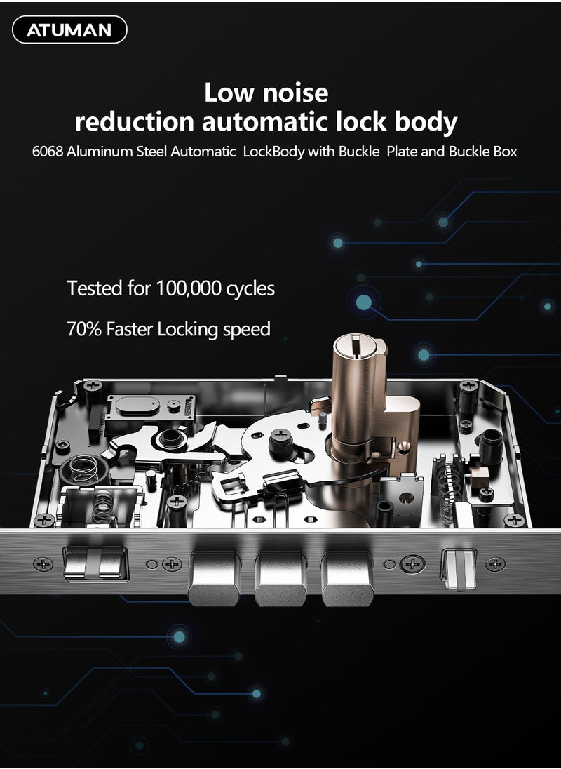 ATuMan - Smart Door with Camera,Smart Door Lock,Palm Vein unlock 3D Facial Recognition,Real-Time Monitor,Two-Way Intercom,CNC Material,Tuya WiFi APP Control,Emergency USB Power - Image 1