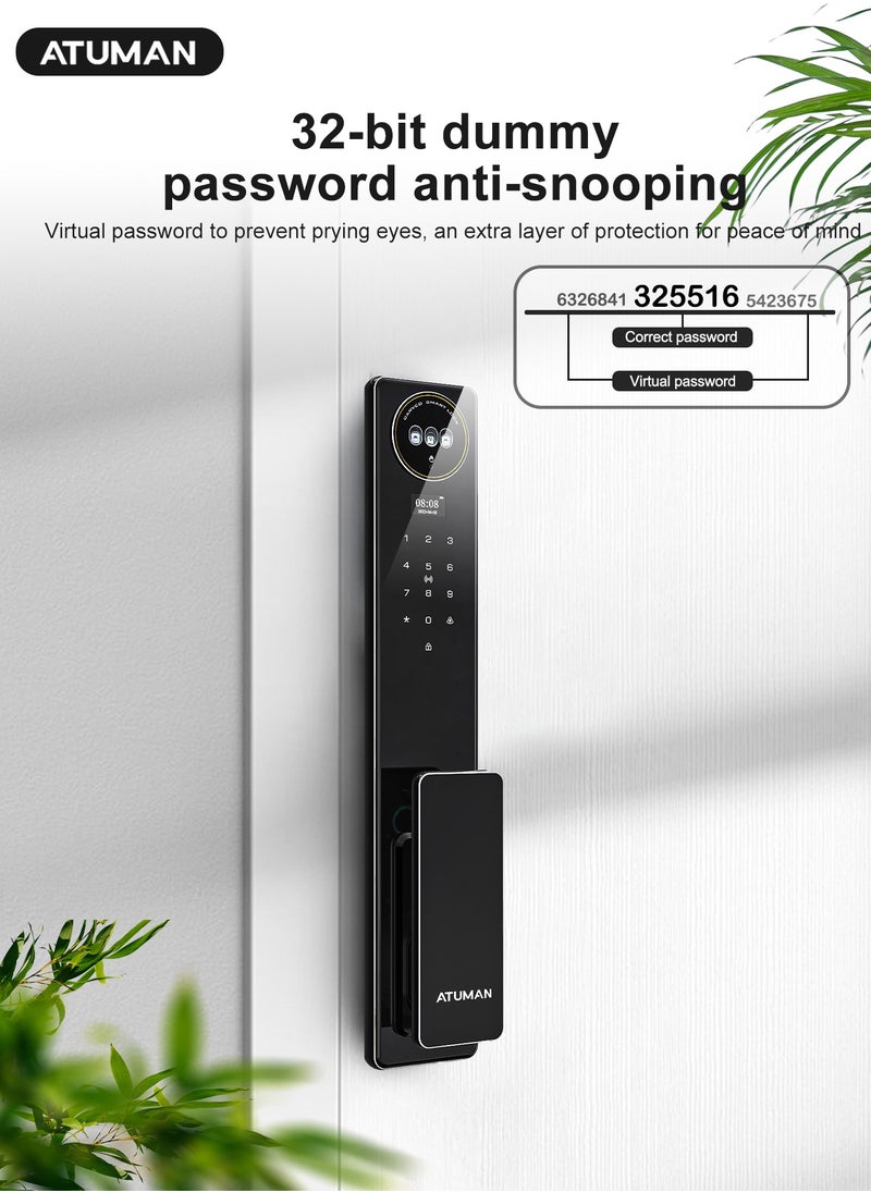 ATuMan - Smart Door with Camera,Smart Door Lock,Palm Vein unlock 3D Facial Recognition,Real-Time Monitor,Two-Way Intercom,CNC Material,Tuya WiFi APP Control,Emergency USB Power - Image 1