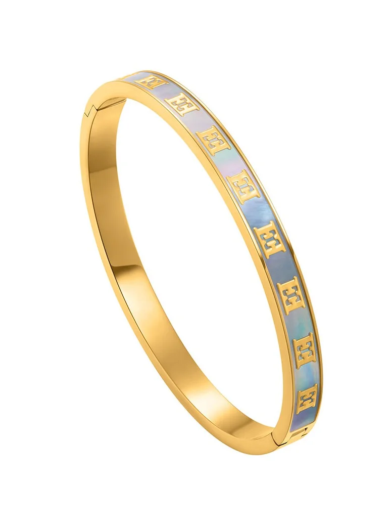 إسكادا Eliza Bangle for Women Mother-of-Pearl Finish, Signature Logo