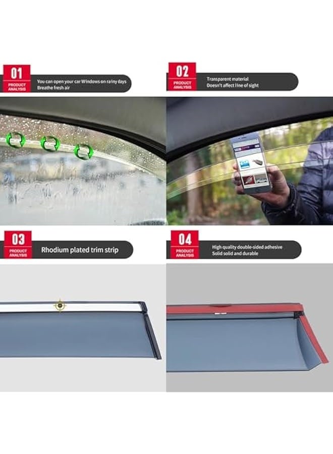Topleo Window Visors Rain Guards for Jetour T2 2023 2024 2025, Glass Deflectors for Jetour Traveler Accessories Vent Window Out-Channel Extra Durable 6PCS - Image 4