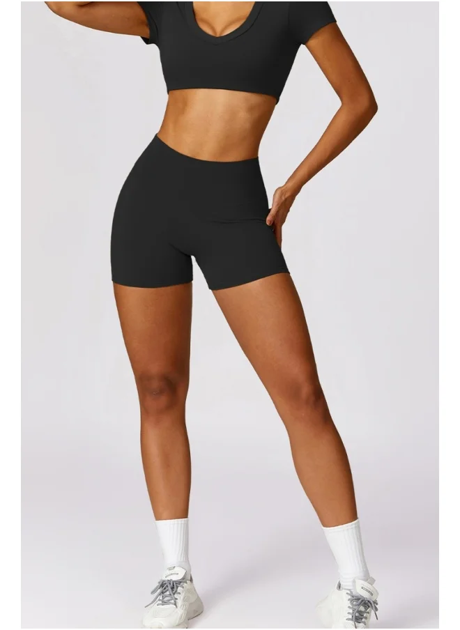 كون.يوغا KAWN YOGA Womens Crop Top Shirt Short Sleeves - Padded Low Impact Workout Yoga Shirt with Removable Built in Bra