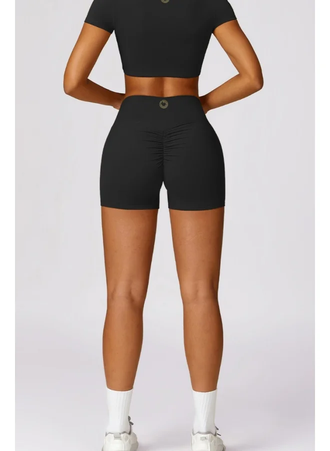 KAWN.YOGA Womens Crop Top Shirt Short Sleeves - Padded Low Impact Workout Yoga Shirt with Removable Built in Bra