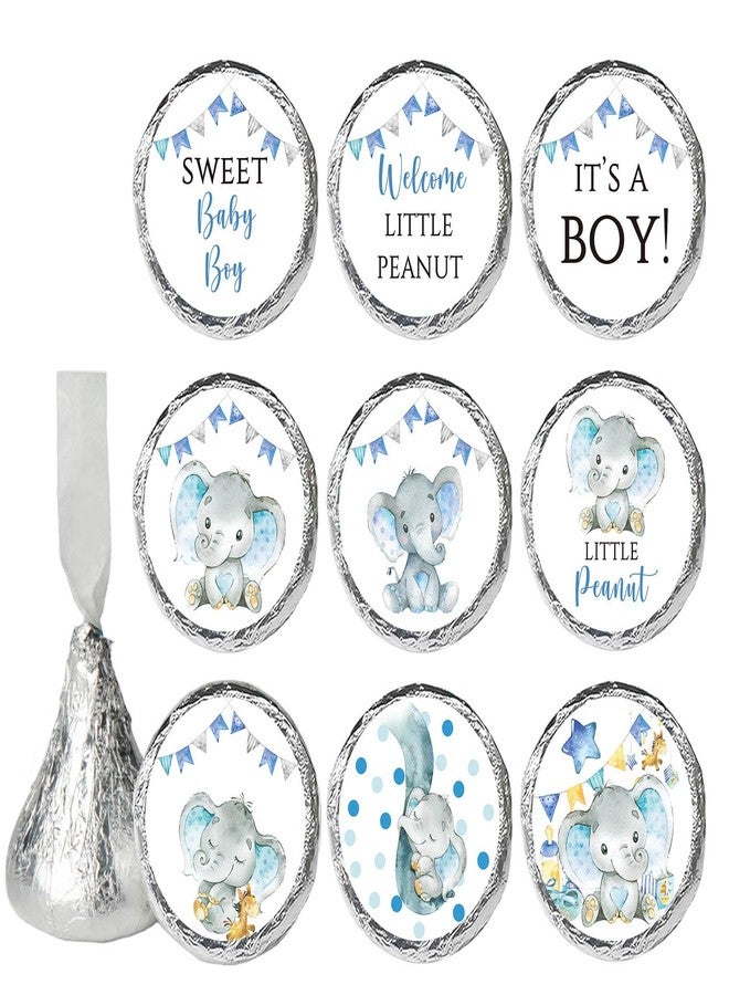 Andrain Blue Elephant Baby Shower Favors Stickers, 450PCS Boy Elephant Chocolate Kisses Candy Stickers, Baby Shower Candy Labels - Image 2