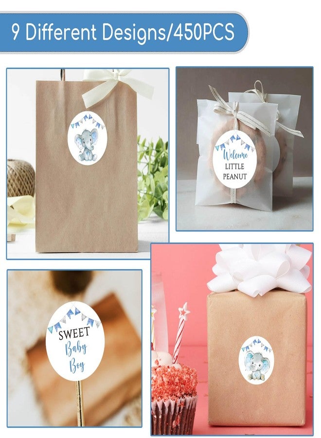 Andrain Blue Elephant Baby Shower Favors Stickers, 450PCS Boy Elephant Chocolate Kisses Candy Stickers, Baby Shower Candy Labels - Image 5