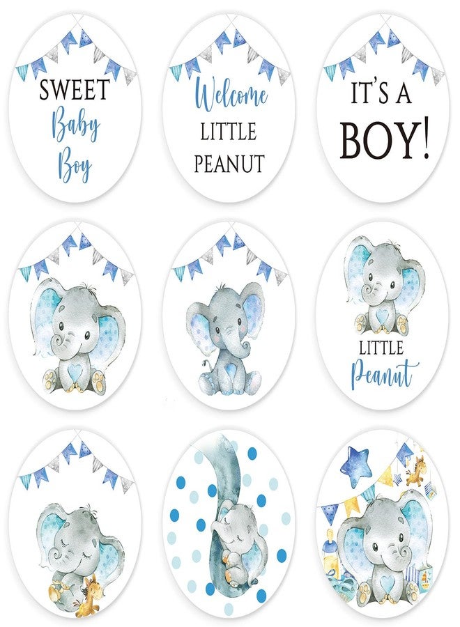 Andrain Blue Elephant Baby Shower Favors Stickers, 450PCS Boy Elephant Chocolate Kisses Candy Stickers, Baby Shower Candy Labels - Image 1