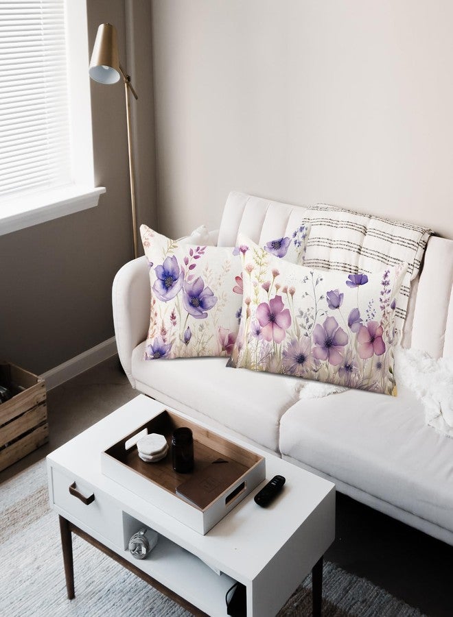 TAJWE Floral Throw Pillow Covers 12x20 Set of 2 Spring Summer Outdoor Decor Lumbar Pillow Cases for Home Couch Decorations - Image 4