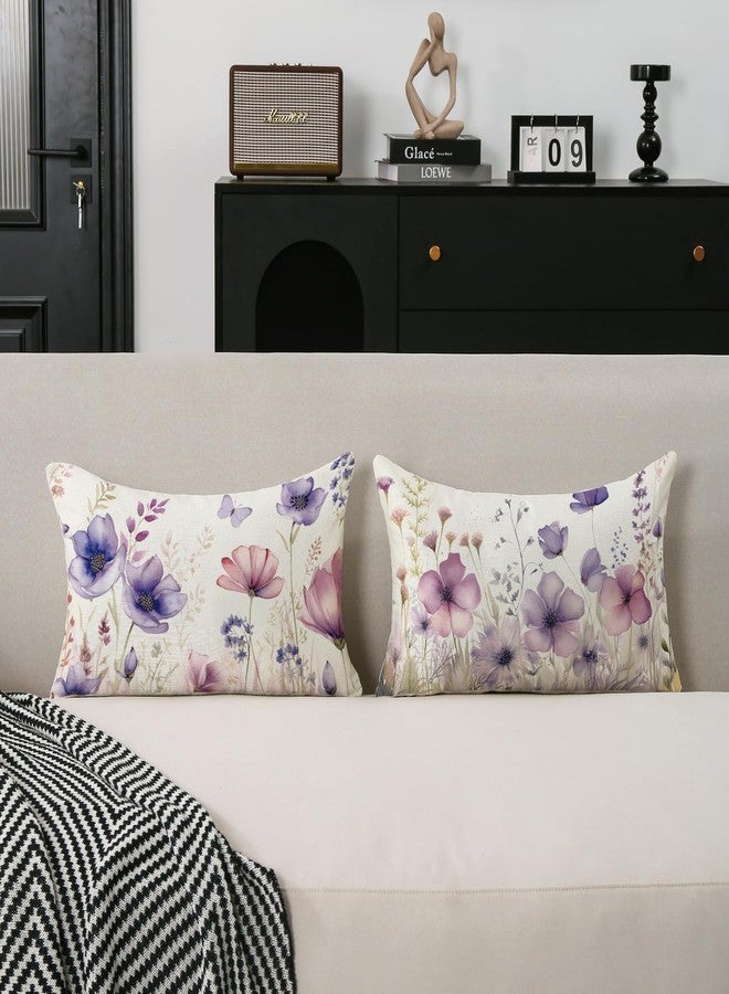 TAJWE Floral Throw Pillow Covers 12x20 Set of 2 Spring Summer Outdoor Decor Lumbar Pillow Cases for Home Couch Decorations - Image 2