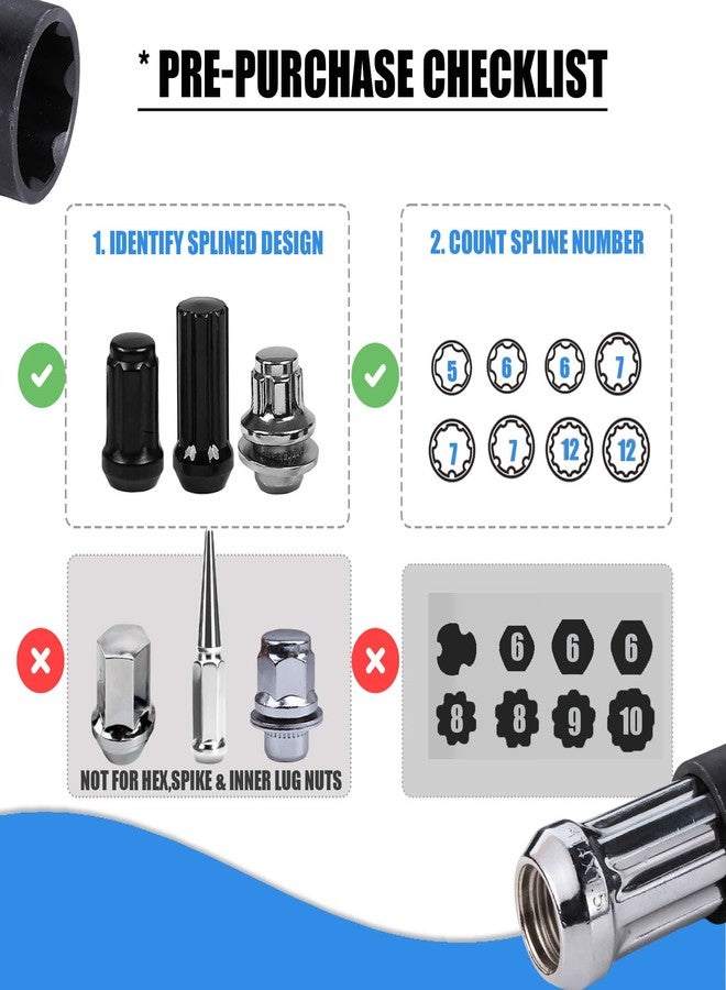 VEXPLO Spline Lug Nut Socket Set, 8 Piece SAE & Metric Locking Lug Nut Removal Tool, Wheel Lock Removal Kit for Easy Removing of Aftermarket & Factory Wheel Lug Nuts - Image 3