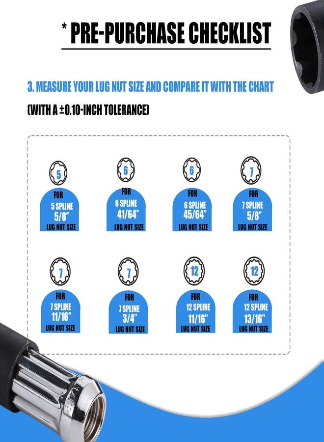 VEXPLO Spline Lug Nut Socket Set, 8 Piece SAE & Metric Locking Lug Nut Removal Tool, Wheel Lock Removal Kit for Easy Removing of Aftermarket & Factory Wheel Lug Nuts - Image 4