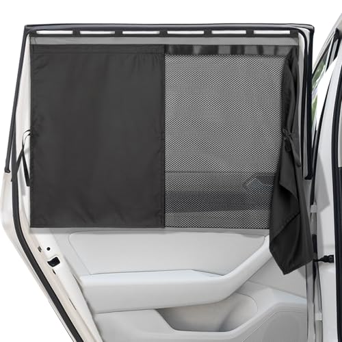 DIZA100 Car Window Shades, 2 Pack Car Sun Shade for Baby, Double Layer & Fully Open, Magnetic Back Window Curtain, Sun Shade Covers Privacy Screen - Image 1