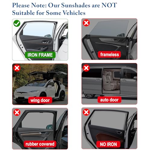 DIZA100 Car Window Shades, 2 Pack Car Sun Shade for Baby, Double Layer & Fully Open, Magnetic Back Window Curtain, Sun Shade Covers Privacy Screen - Image 5