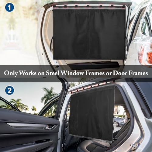 DIZA100 Car Window Shades, 2 Pack Car Sun Shade for Baby, Double Layer & Fully Open, Magnetic Back Window Curtain, Sun Shade Covers Privacy Screen - Image 4