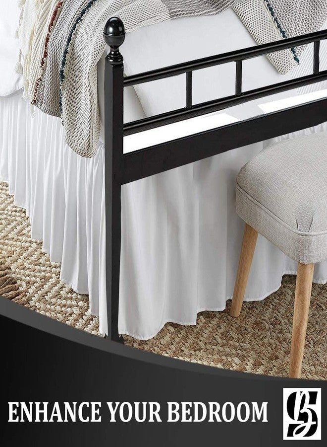 SKY BEDDINGS سكاي بيدنجز - تنورة سرير مكشكشة كاملة الحجم بزوايا مشقوقة - تنورة سرير مكشكشة بطول 21 بوصة مع قاعدة تغطي ثلاثة جوانب - 100% مايكروفايبر، أبيض - Image 2