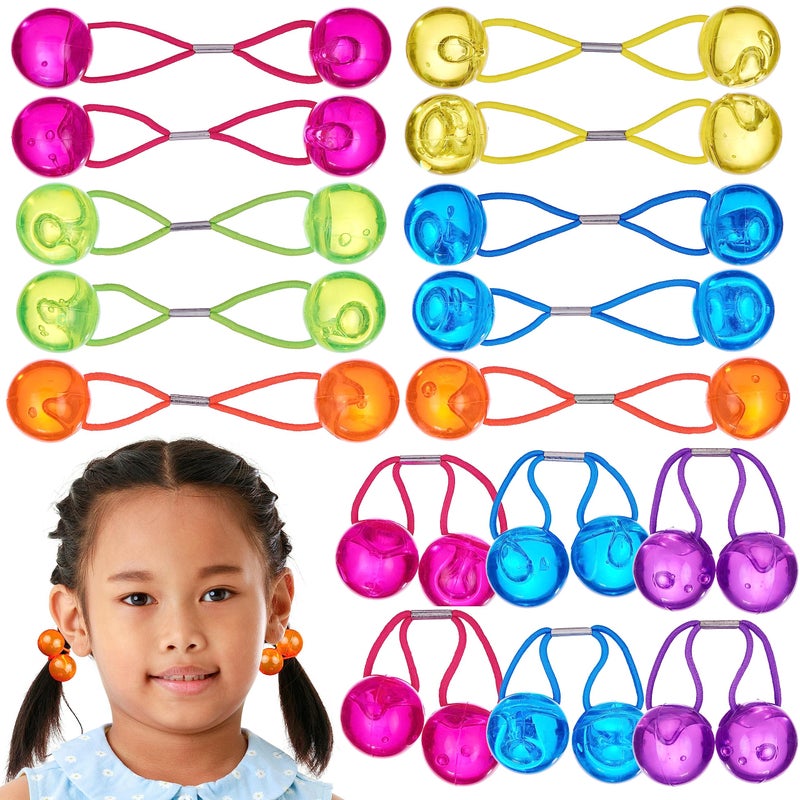 Expressions 24pc Ponytailers Large Round Ponytail Balls Twin Bead Hair Fun Colorful - Image 3