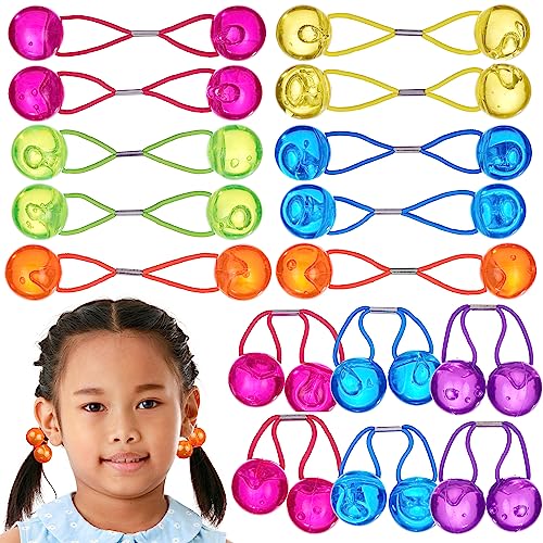 Expressions 24pc Ponytailers Large Round Ponytail Balls Twin Bead Hair Fun Colorful - Image 1