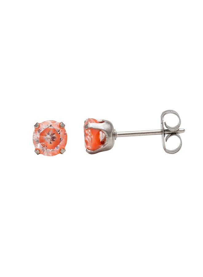 Studex 5MM  Cubic Zirconia Neon Orange Allergy-Free Stainless Steel Ear Studs - Image 2