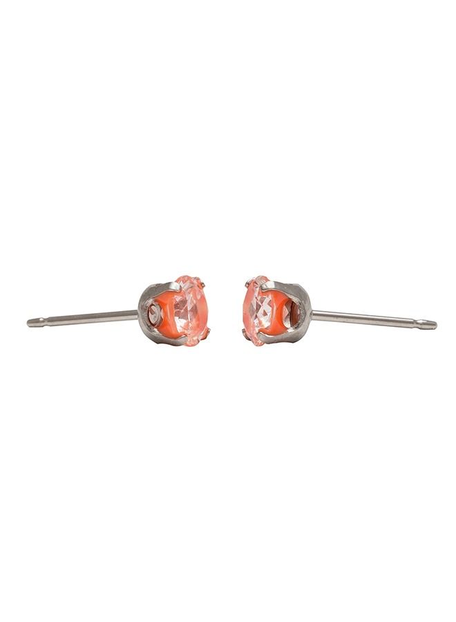 Studex 5MM  Cubic Zirconia Neon Orange Allergy-Free Stainless Steel Ear Studs - Image 3