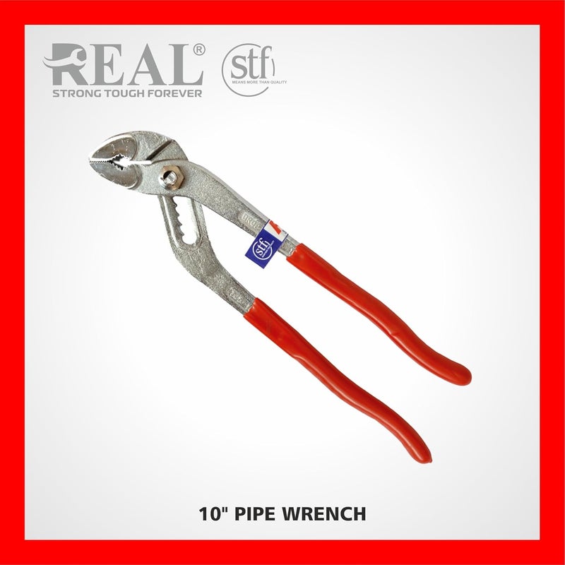 REAL stf REALstf Professional Plumbing Tool Set, 25.4 cm Water Pump Pliers, Adjustable Wrench 8", Pipe Wrench Stillson 10", 3-Piece Kit, Multicolour - Image 4